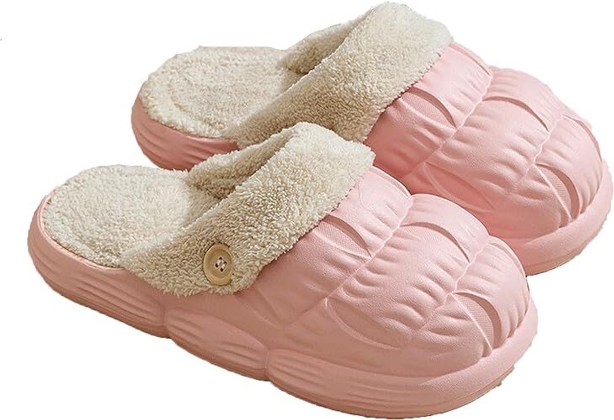 Vivva - Pantoffels Dames Heren - Memory Foam - Pluche Voering - Warm - Waterbestendig - Anti-Slip - Uitneembare Binnenkant - Roze - 36/37 - SNUGSLIDES