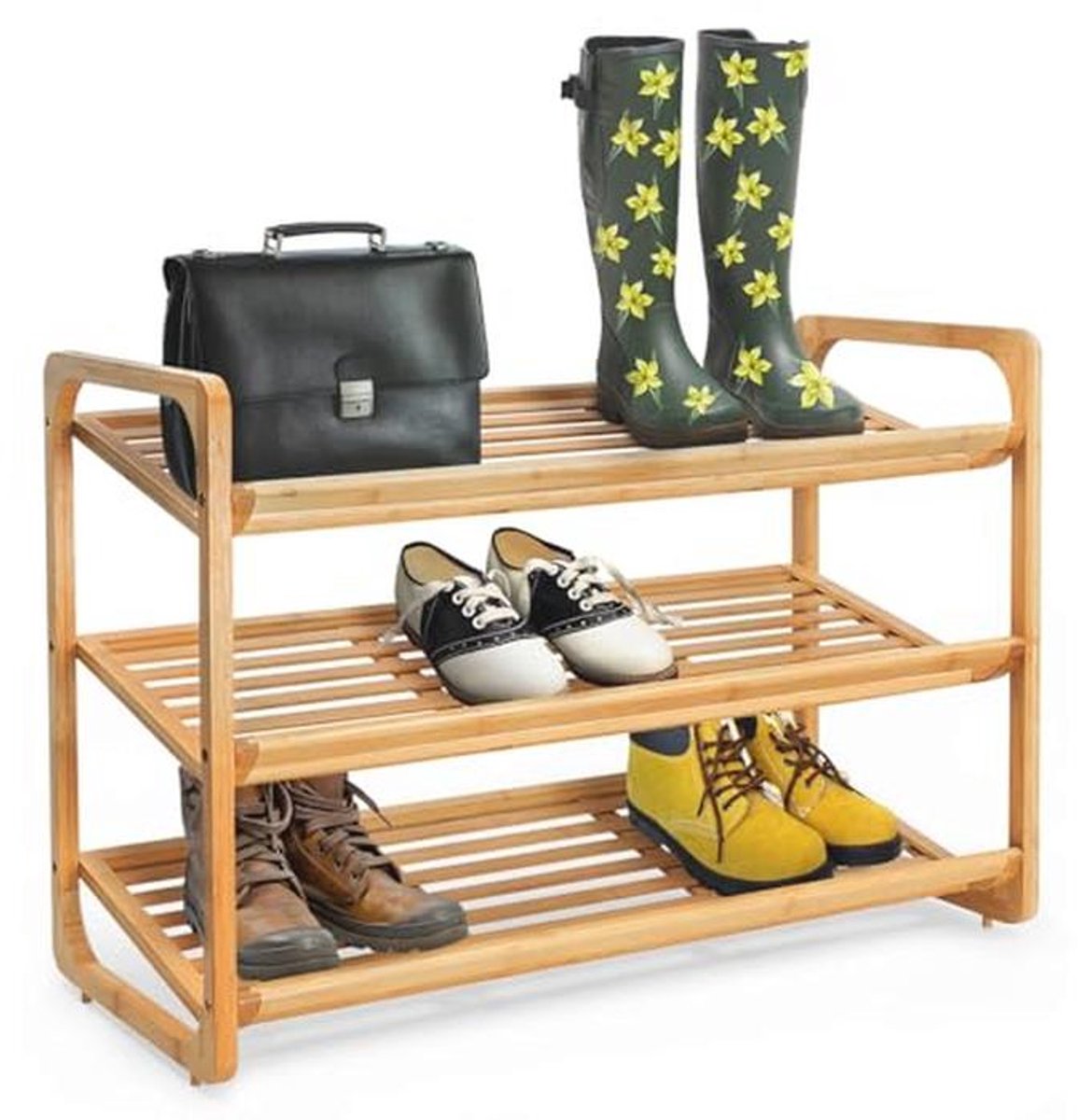 Bamboe Schoenenrek - 3-laags Houten Organizer voor Hal en Badkamer