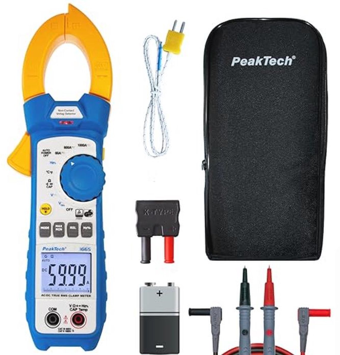 True RMS Stroomtang 1000 A AC/DC met Ledlamp - Digitale Multimeter en Spanningsmeter - Hoogwaardige Multimeter tot 6000 Counts