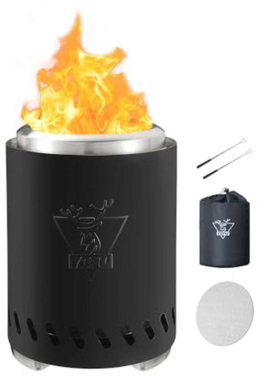 Tafelblad Vuurplaats 24,7 x 18 cm - Rookarm Campingfornuis voor Buiten en Terras - Veilig Brandend met Reistas en Accessoires