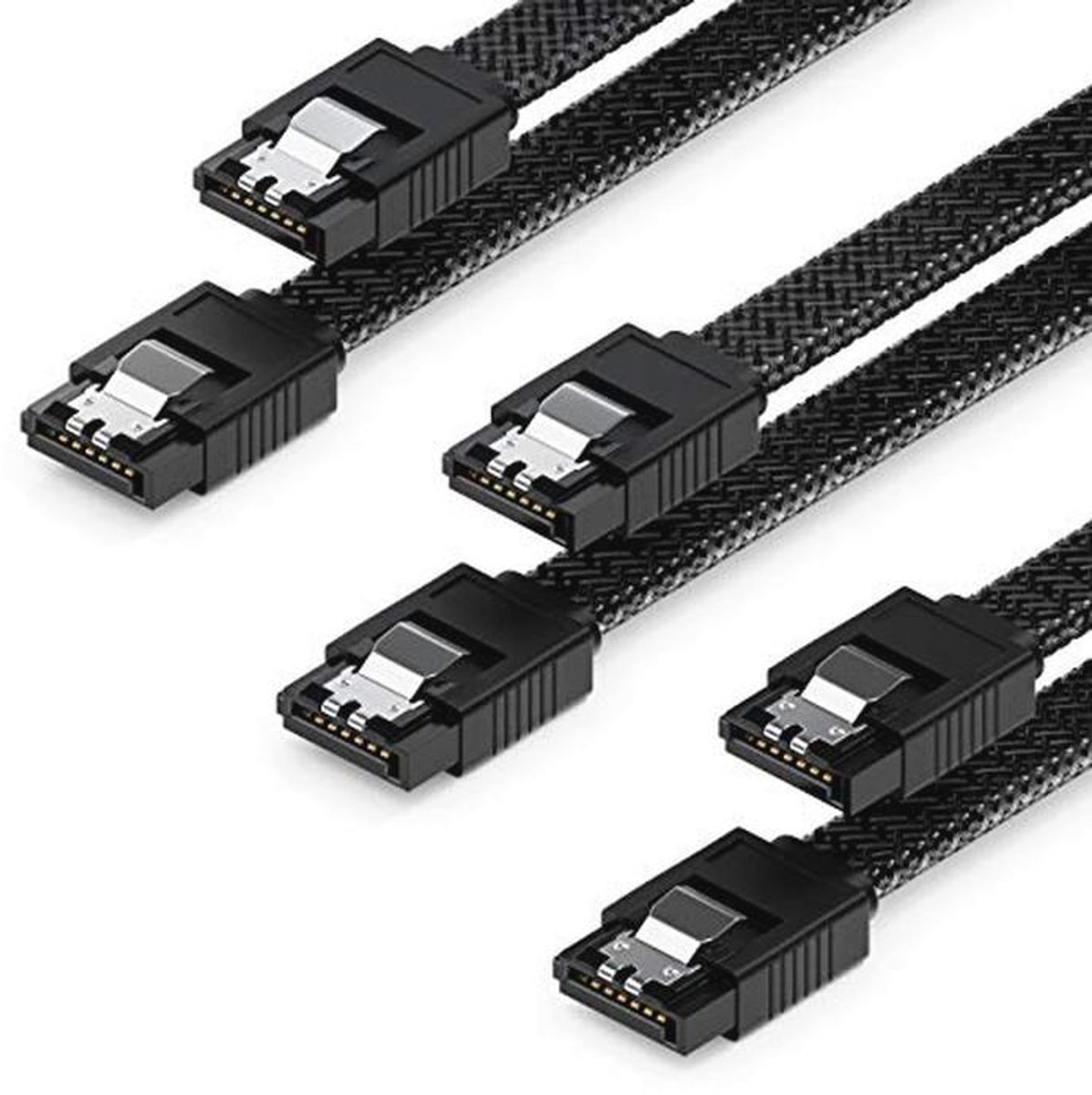 SATA 3 Kabelset 60 cm - 6 Gbit/s Nylon Data Kabel voor Moederbord en Harde Schijf