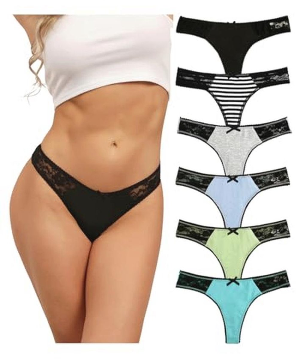Vrouwen Katoen Ondergoed 6-Pack Ademende Briefs Cheeky Panties Sexy Set