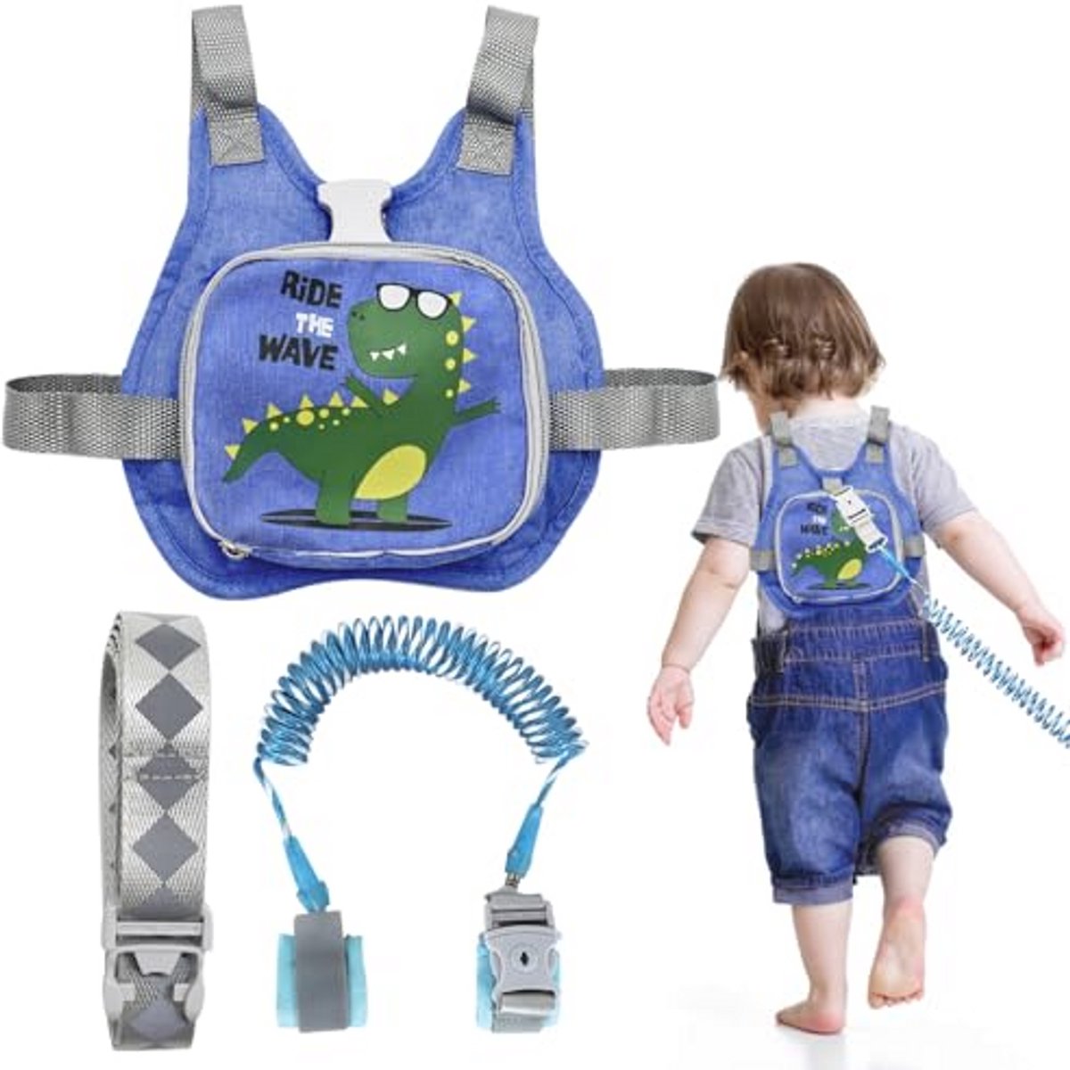 4-in-1 kinderriem voor veilig wandelen met kinderen, peuterrugzak met anti-verlies riem