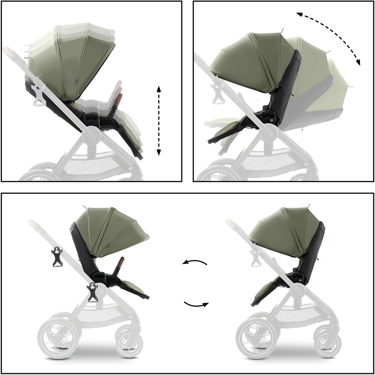 Hauck Comfort N Care Kinderwagen met Extra Comfort - Olive - afbeelding 2