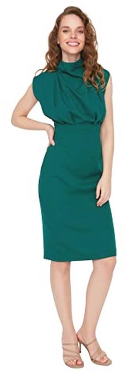 Dames Midi Basic Slim Fit Geweven Jurk