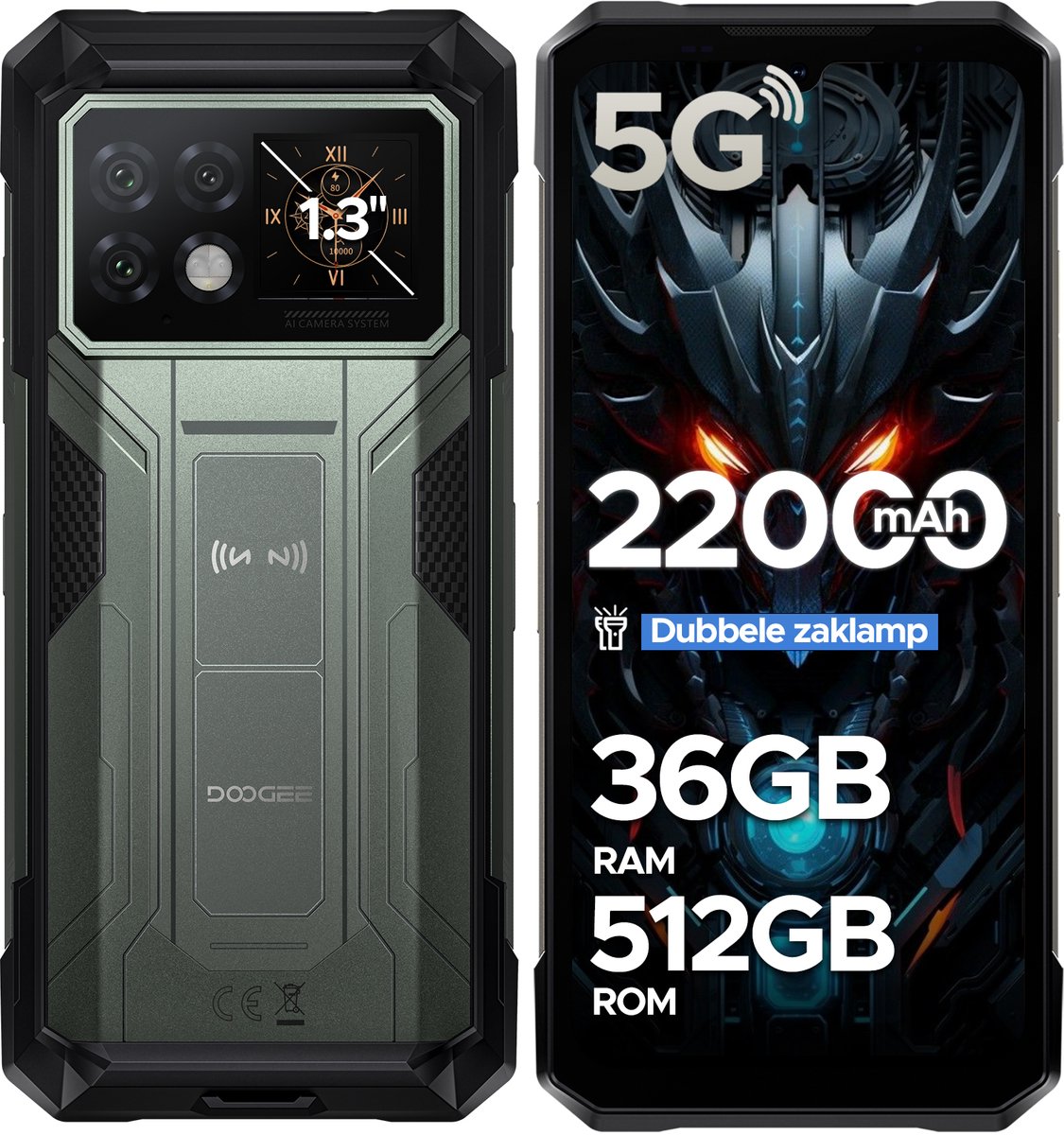 DOOGEE S200 Max 5G AI Outdoor-telefoon-22000 mAh/66 W batterij-36 (16 + 20) GB+512 GB-Android 15-6,72inch FHD+120 Hz-scherm aan de voorkant-1,3-inch scherm aan de achterkant-108 MP+20 MP nachtzicht+32 MP camera's-Dubbele 120 LM kampeerlamp-WiFi 6-NFC
