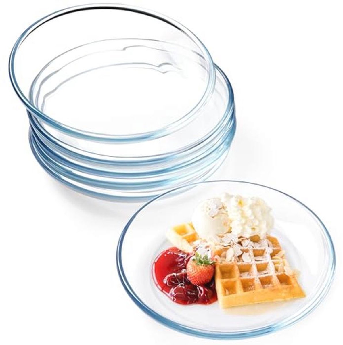 Set van 6 Heldere Gehard Glas Platen - Vaatwasser en Magnetron Veilig Diner Servies