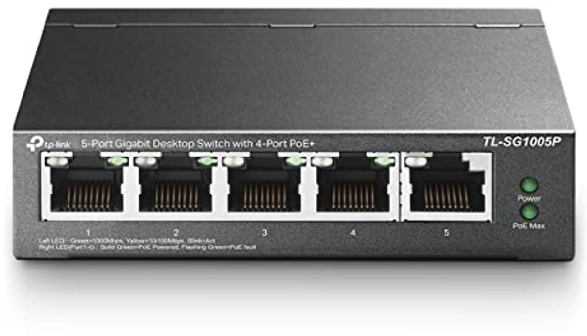 5-Poorts Gigabit PoE Switch met Plug-and-Play Functionaliteit