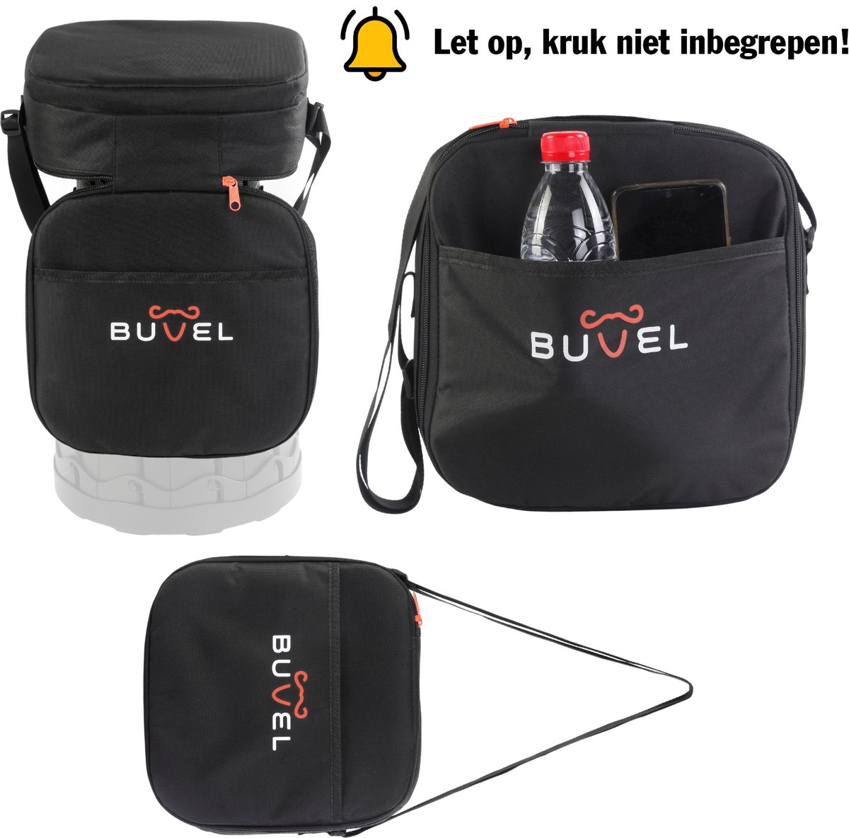 Buvel Kussen - t.b.v. kruk kussentje - Traagschuim kussen - Vierkant - (Kruk niet inbegrepen)