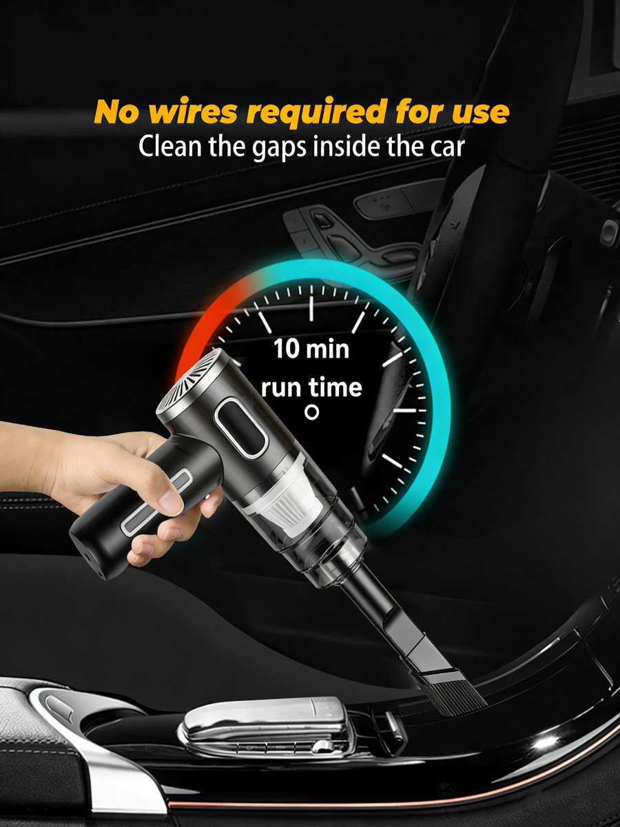 Handstofzuiger Draadloze Kruimeldief 3500Pa Zuigkracht Zwart - afbeelding 2