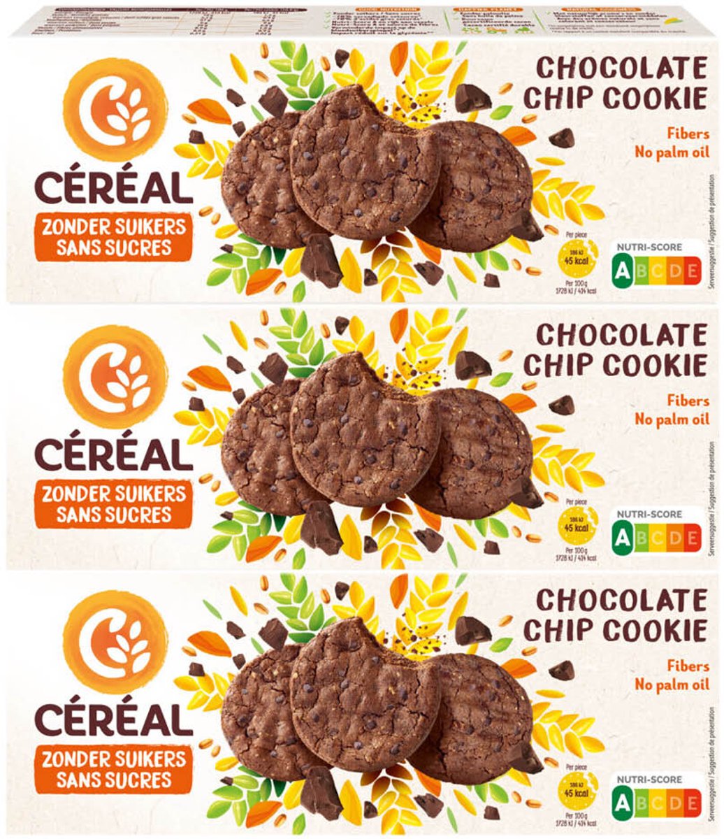 Céréal Chocolate Chip Cookie - 3 x 130 gr - Voordeelverpakking