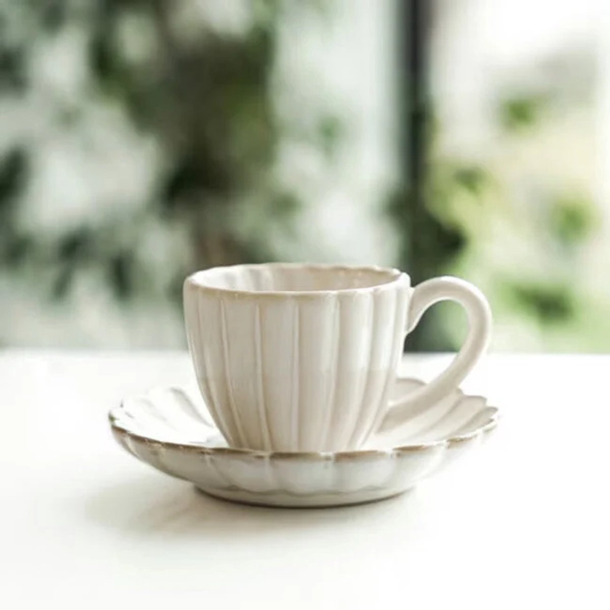 Bloomy - Koffieset - 12-delig - Wit - 220ml - Porselein - Koffiekopjes