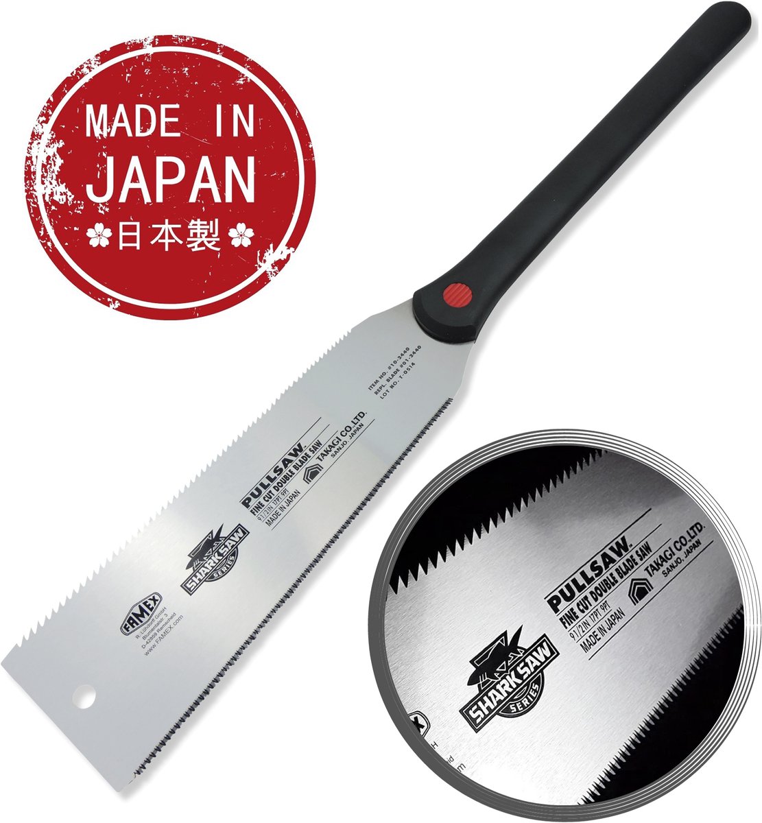 FAMEX 5510 Japanse zaag Ryoba 17/9 TPI, Handzaag, houtzaag, fijne zaag, oorspronkelijk gemaakt in Japan