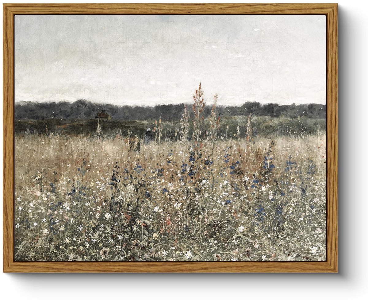 Stunq® Vintage Canvas Wanddecoratie met Bloemenmotief voor Diverse Kamers, 20 x 25 cm, Klein Formaat