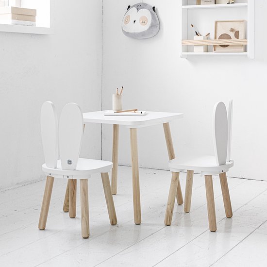 Petite Amélie Kinderstoel Konijnenoren Hout Wit – Konijntjesontwerp Peuterstoel voor een Vleugje Eigenzinnigheid in de Kinderkamer – Stimuleert Zelfstandig Klimmen en Bevordert Creativiteit en Verbeeldingskracht – H.60 x D.30 x B.30 cm — afbeelding 5