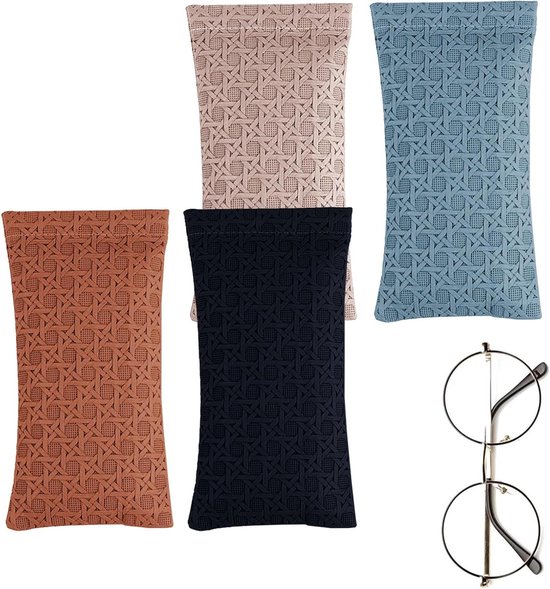 Zonnebrillen Opbergdoos Kit, PU Lederen 3-Sleuf Reizen Zonnebril Organizer, 3 Stuks Reinigingsdoeken voor Brillenglazen, Reizen Zonnebril Organizer Set voor Vrouwen Mannen