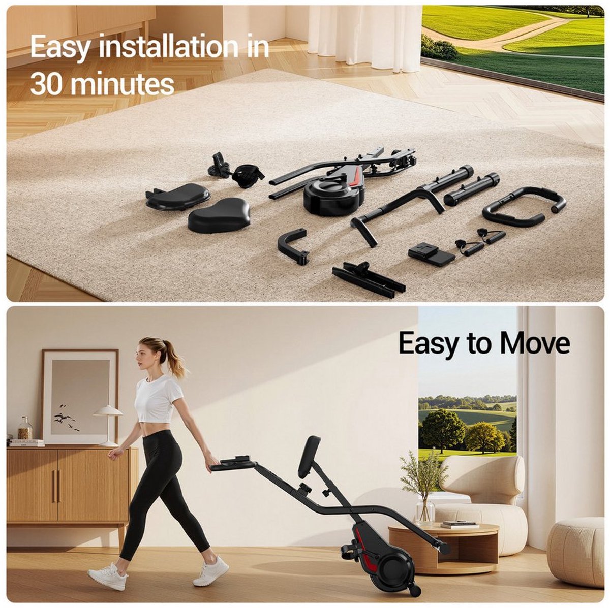 Hometrainer stille fitnessfiets met instelbare weerstand - afbeelding 3