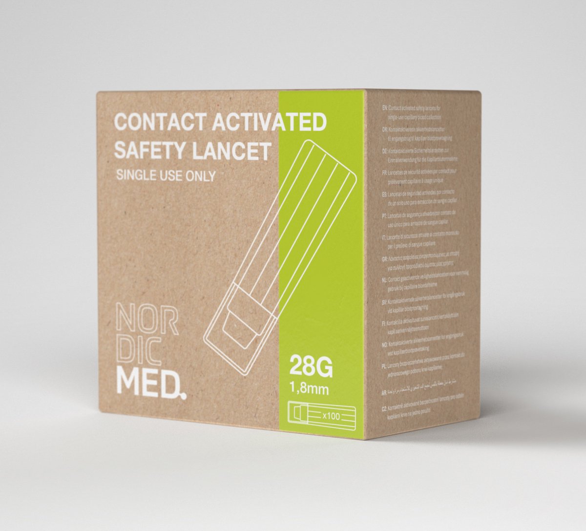 NordicMed Contact-Geactiveerde Veiligheidslancet 28G x 1,8 mm – comfortabel & betrouwbaar