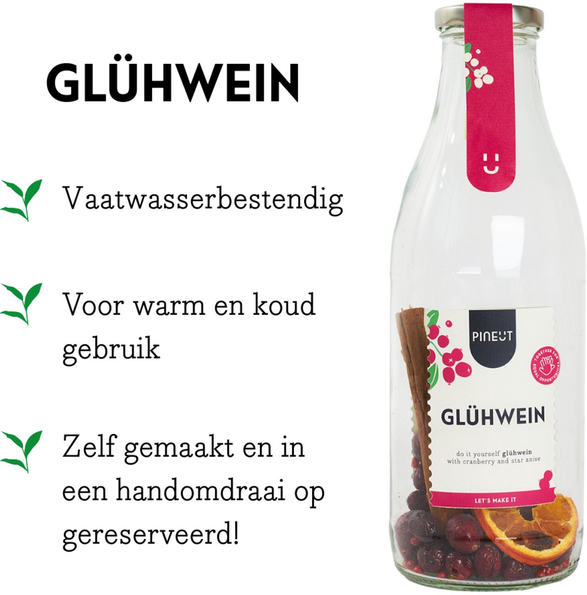 Pineut Glühwein Kruidenmix BIO in Karaf – Zelf Rode Glühwein Maken – Kerstcadeau — cadeau in Kookcadeaus - foto 8