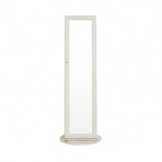 COSTWAY Sieradenkast met LED spiegel, sieradenrek afsluitbaar met sleutels, hangende wandspiegel spiegelkast, sieradenopslag 35,5 x 120 x 10 cm (Lila