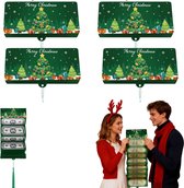 4 stuks – Kerstverrassingsspaarpot – Kerstcontant cadeau-envelop – Kan contant geld bevatten als cadeau – Kerstmuntenbeurs – Cadeaukaarthouder – Met 10 kaartsleuven – Groen – voor kerstfeestjes en bijeenkomsten – Contant geld niet inbegrepen