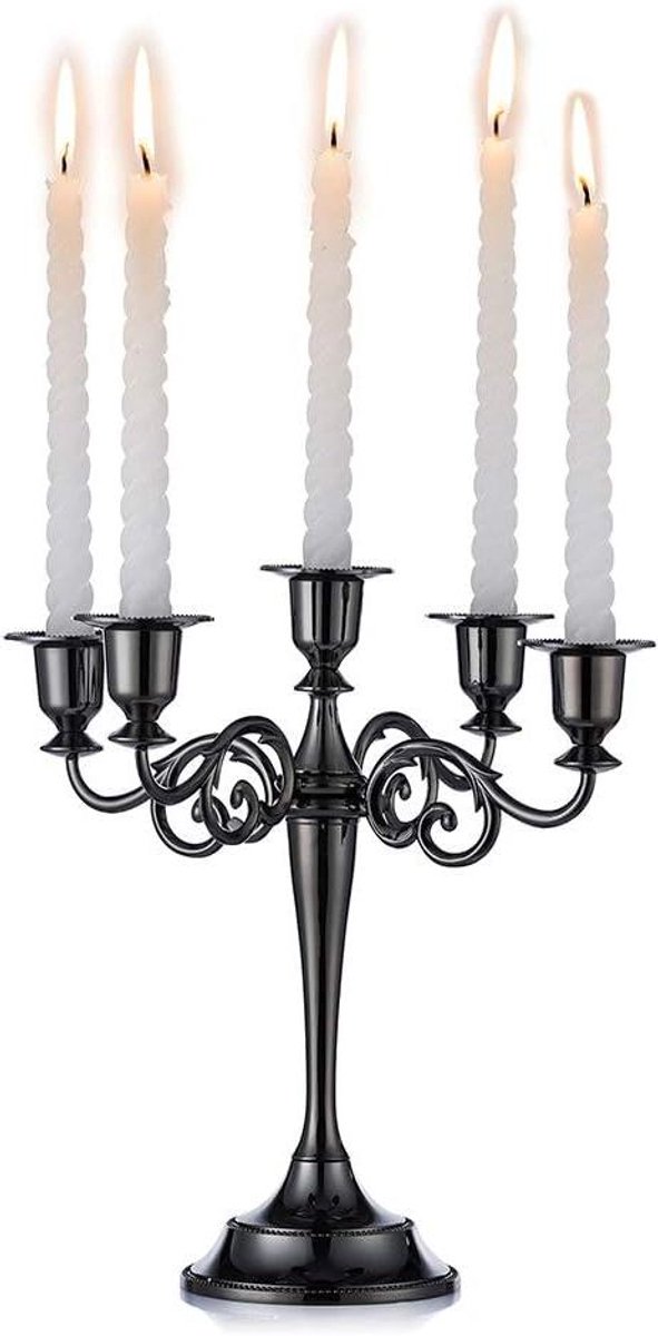 Cosensi - Kandelaar voor diner bij kaarslicht en tafeldecoratie in zwart aluminium