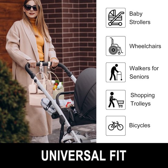 BOTC Kinderwagen tassenhaakjes - Leer - Haakjes voor tassen - Set van 2 - Leather - Extra stevig - Buggy haakjes - Roze bloem van Merkloos — afbeelding 3