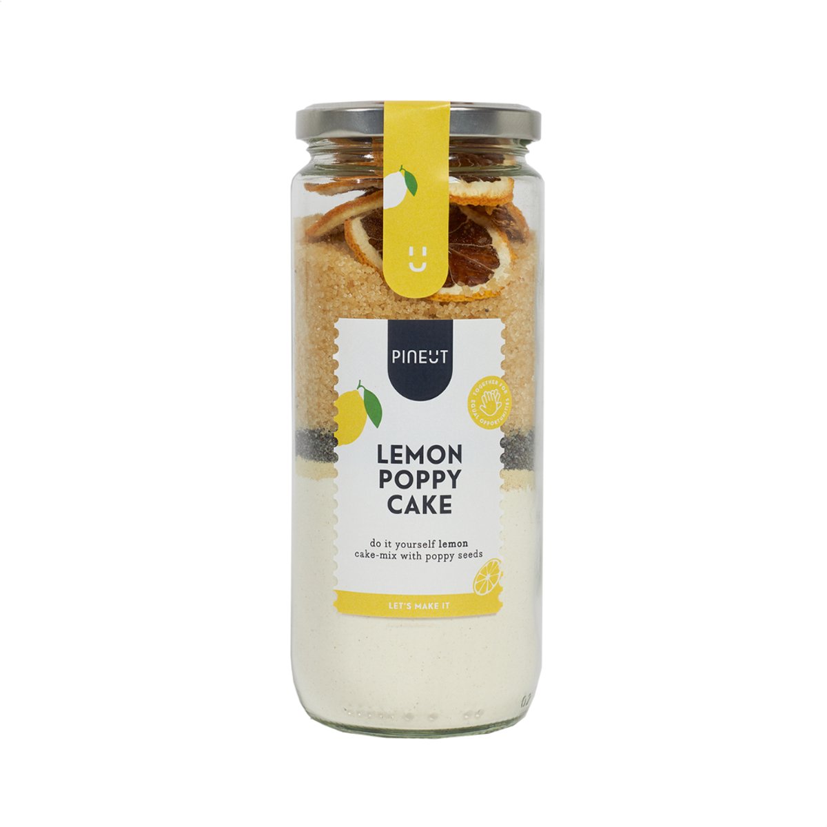 Pineut Bakmix Citroen Maanzaad Cake – Lemon Poppyseed Cakemix in Pot – Bakpakket Cadeau – DIY Bakset Origineel