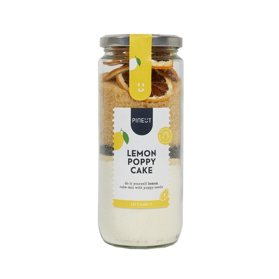 Pineut ® Cake Bakmix Pot Lemon Poppy Cake - Bakpakket Cadeau - Voor Kinderen & Volwassenen - DIY Pakket - Samen Genieten - Origineel Cadeau
