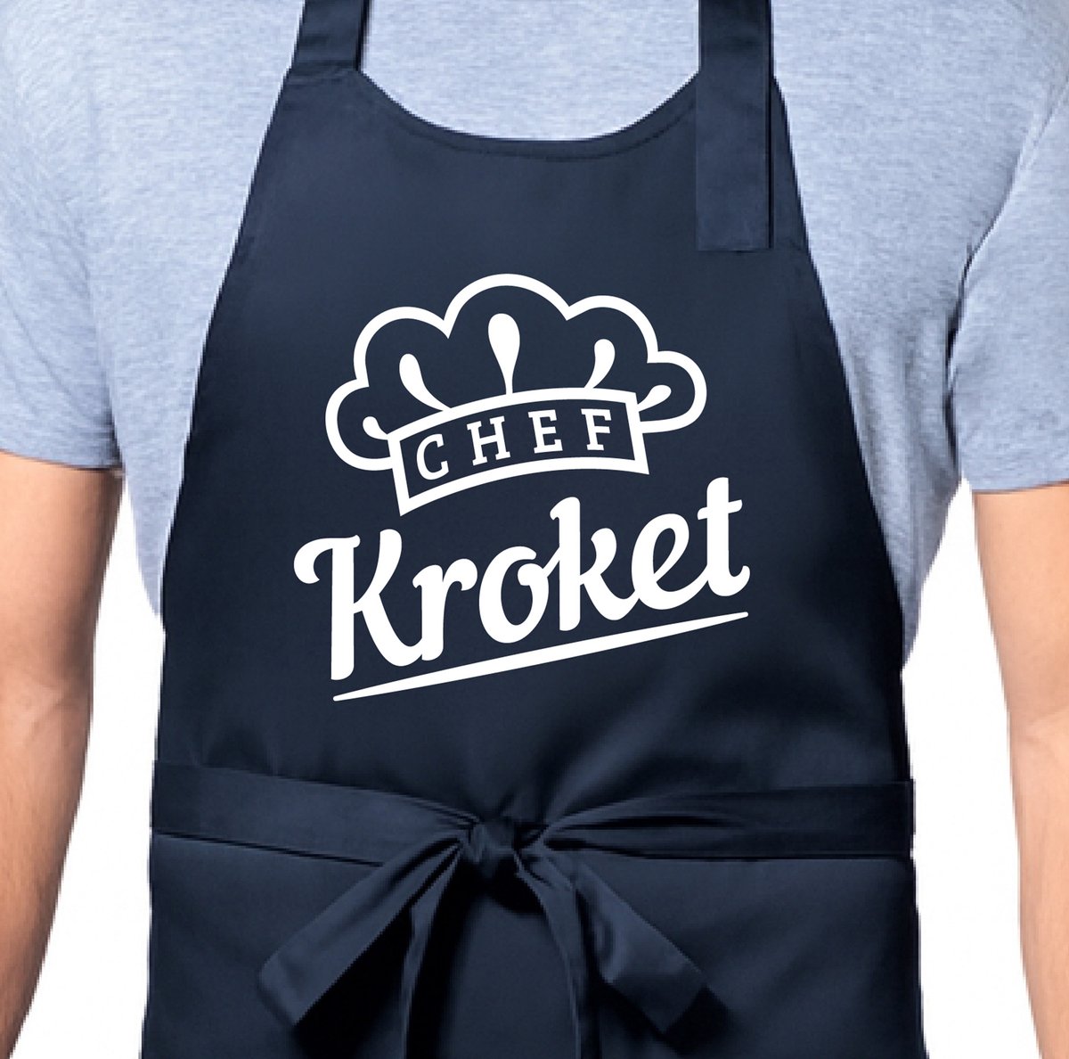 Zomertip! - Keukenschort Chef Kroket | Marine | Dames/Heren | Verstelbaar | Cadeau-idee | BBQ | Verjaardag | Jubileum | Verrassing | Grapje