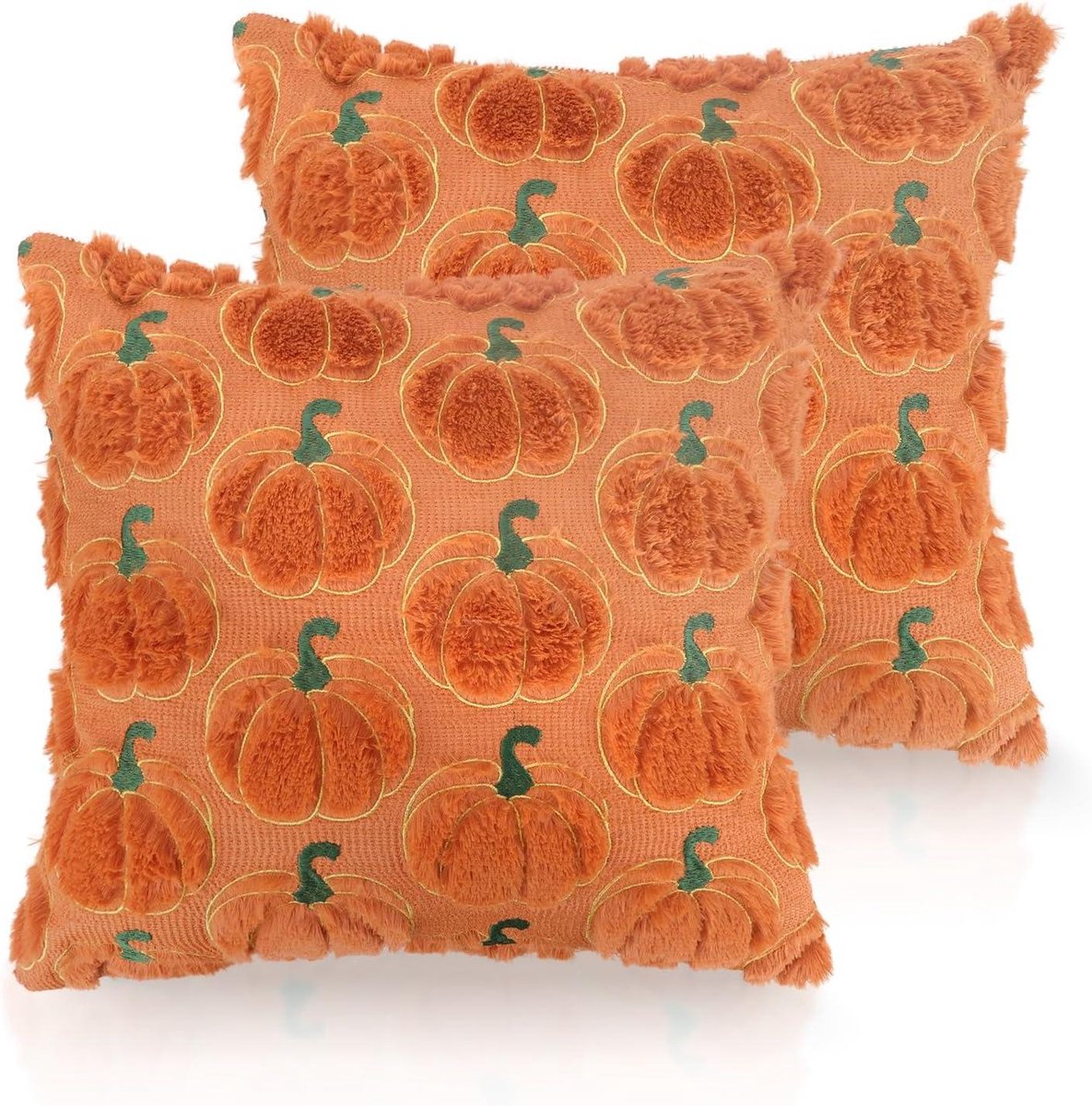 Cosensi Herfst kussenslopen 45 x 45 cm voor decoratieve herfst touch met pompoenmotief. Set van 2 stuks. Any