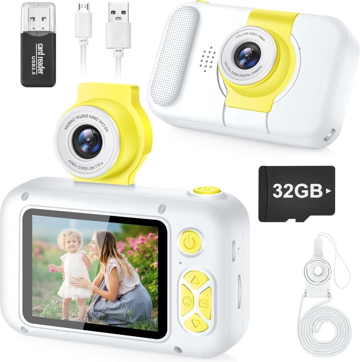 Kindercamera met IPS-scherm - Verjaardagscadeau voor Kinderen - HD 1080p - Fotofilters - Oplaadbare Batterij