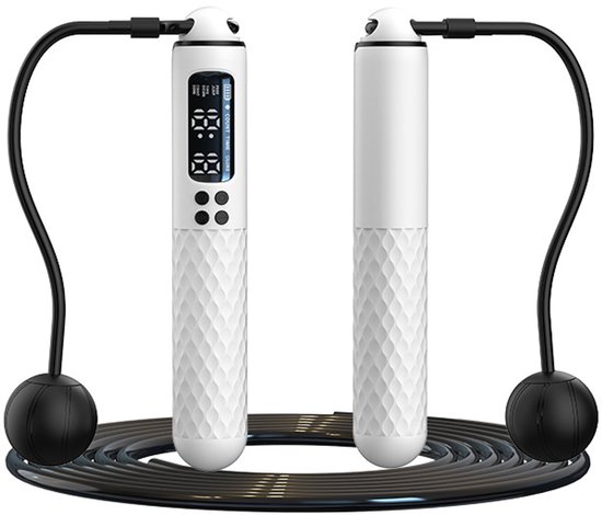 Smart Springtouw met Teller – 2-in-1 Draadloos en Bedraad Springtouw met HD-scherm, Type-C Oplaadbaar, Verstelbare Lengte, Verzwaarde Handgrepen. Geschikt voor fitness, workouts, cardio en homegyms.