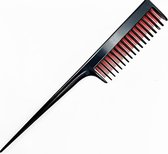 Zwart rood tail comb – kunststof puntkam met fijne tanden – professionele styling kam met lange steel – geschikt voor dames en heren – ideaal voor secties en precisiewerk