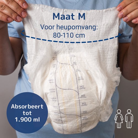 ABENA Pants Premium M1 - 15x Absorberend Broekje, te Dragen als Gewoon Ondergoed - Voor het Verlies van Flinke Scheuten Urine en (Dunne) Ontlasting - Heupomvang 80-110 cm - Absorptie 1400 ml