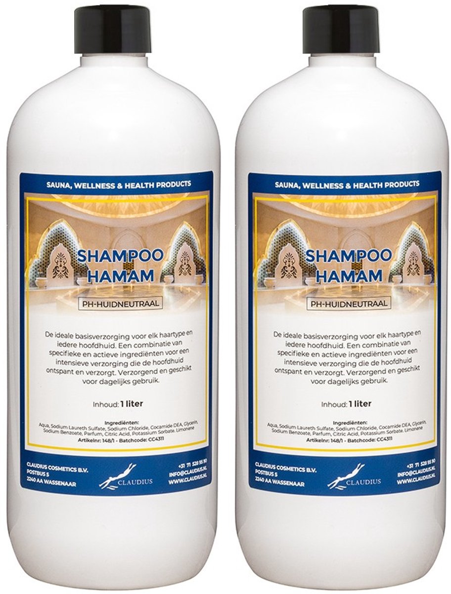 Shampoo Hamam 1 liter met dop - set van 2 stuks - voordeelverpakking - haarverzorging