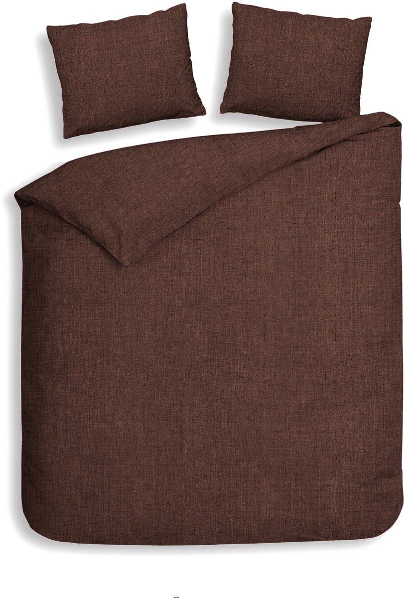 Heckettlane Dekbedovertrek Franela - Flanel - Tweepersoons - 200x200-220 cm - Bruin Brandy Brown