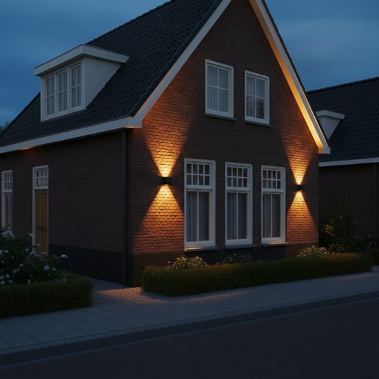 Luminize buitenlamp met schemersensor - wandlamp met dag en nacht sensor - 12x12x12cm - 2700k - 12w - zwart - LED