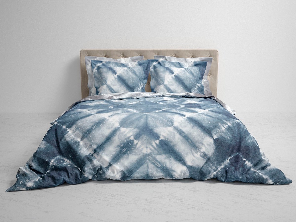 Heckettlane Ellinas Dekbedovertrek - Dekbedovertrek van 100% Katoen-Satijn - 140x200-220 cm - Blauw