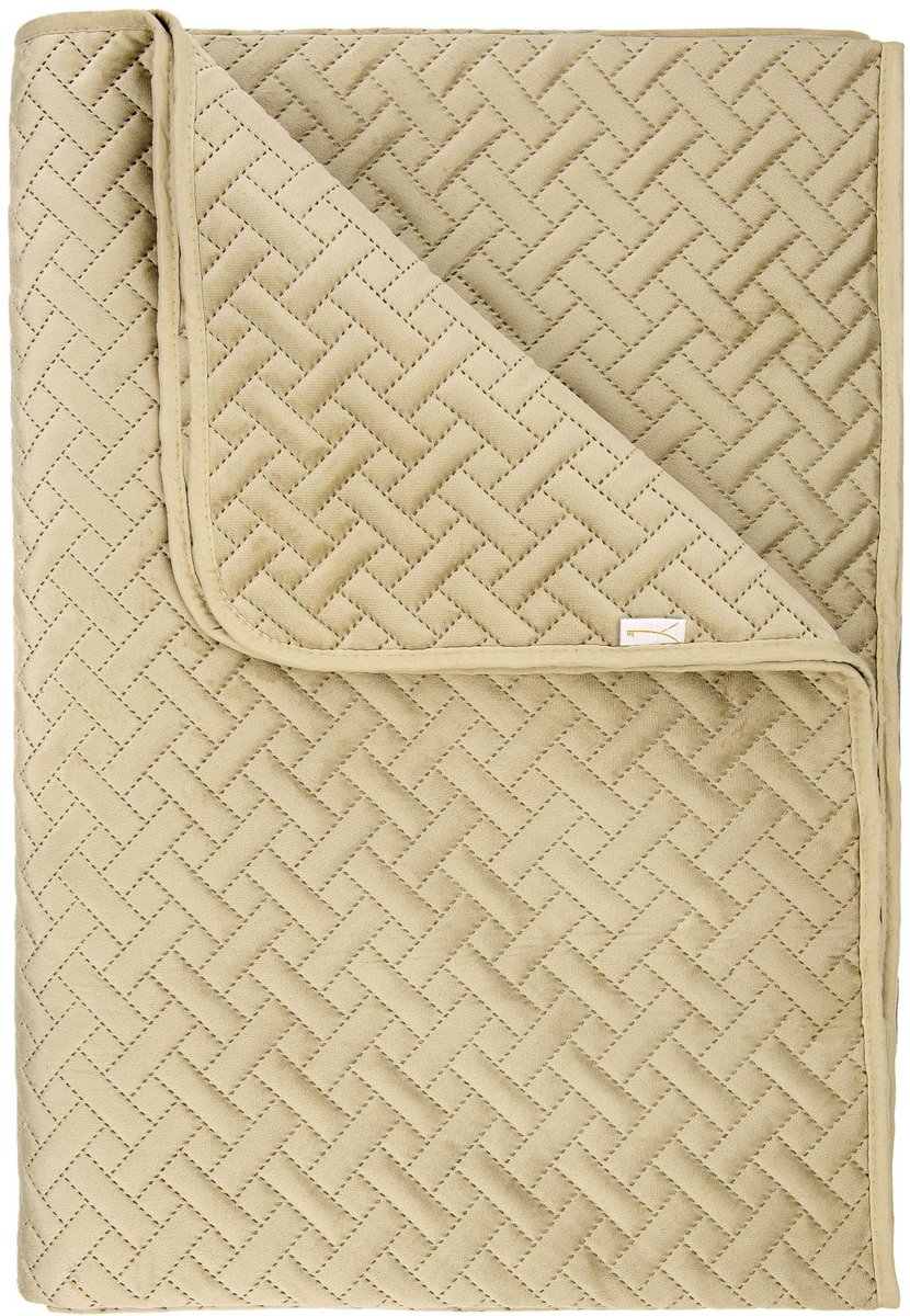 Yellow Bed Sprei Audrey - Bedsprei Tweepersoons - Weving patroon - 270x260 cm - Beige