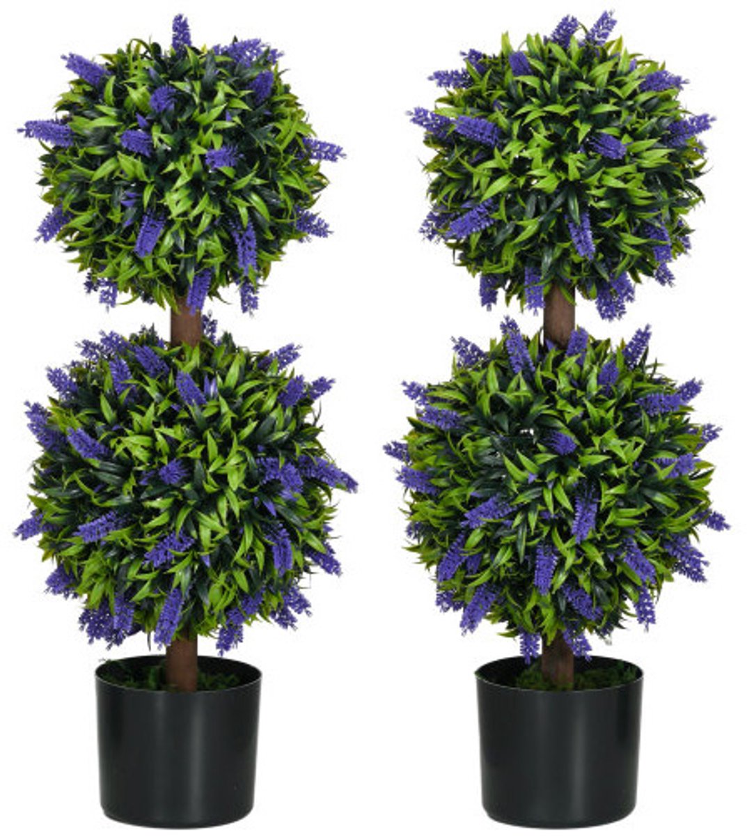 Nepplant 2-delig 15 x 15 x 70 cm, groen, nep lavendelplant, decoratieve kunstplant, UV-bestendig, geschikt voor woonkamer en tuin.
