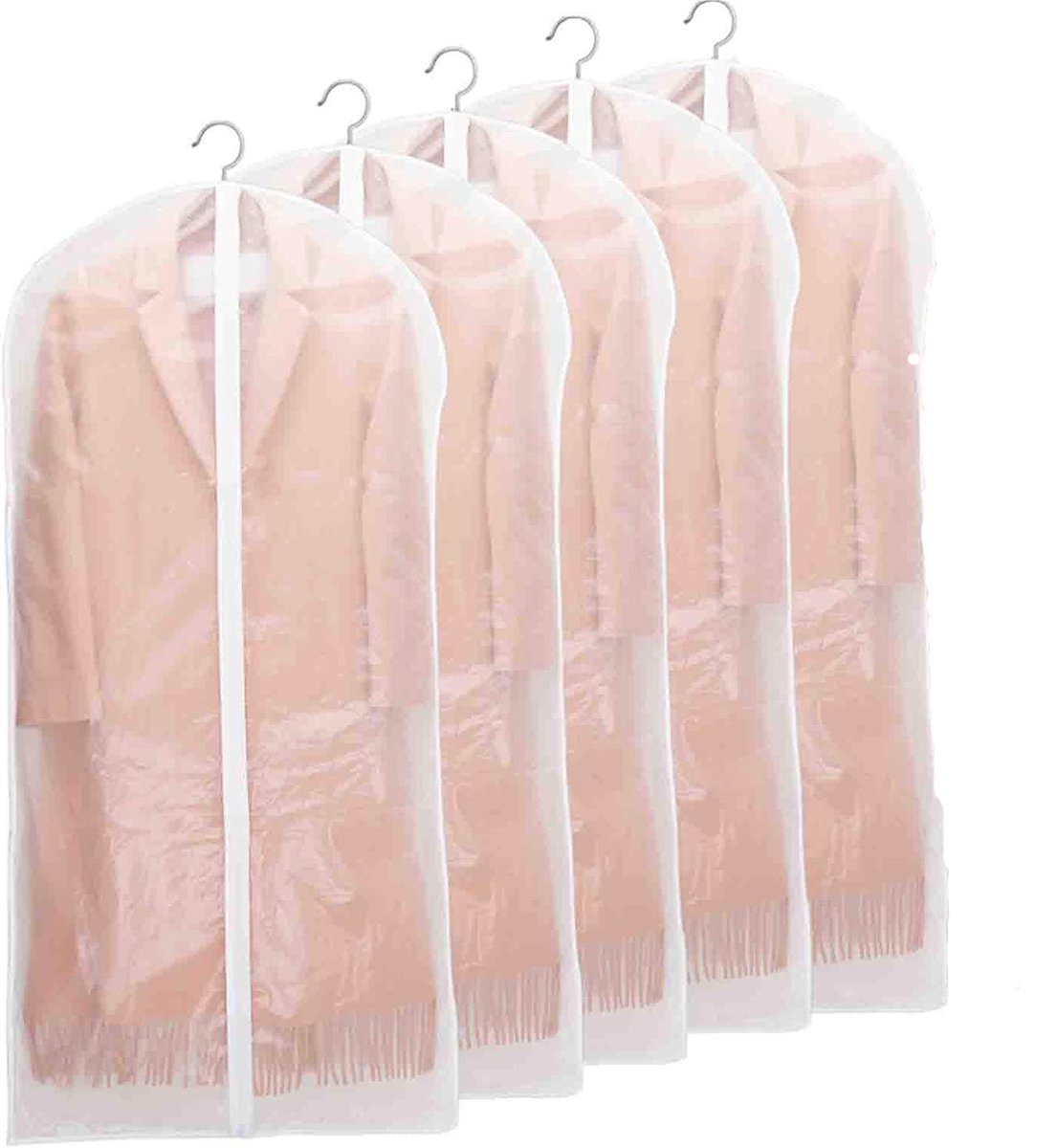 longziming Kledinghoes Set van 5 - Transparant 60x100 cm - Ademend Stof - Pakken, Jurken, Jassen, Overhemden - EVA - unisex - Opberghoes