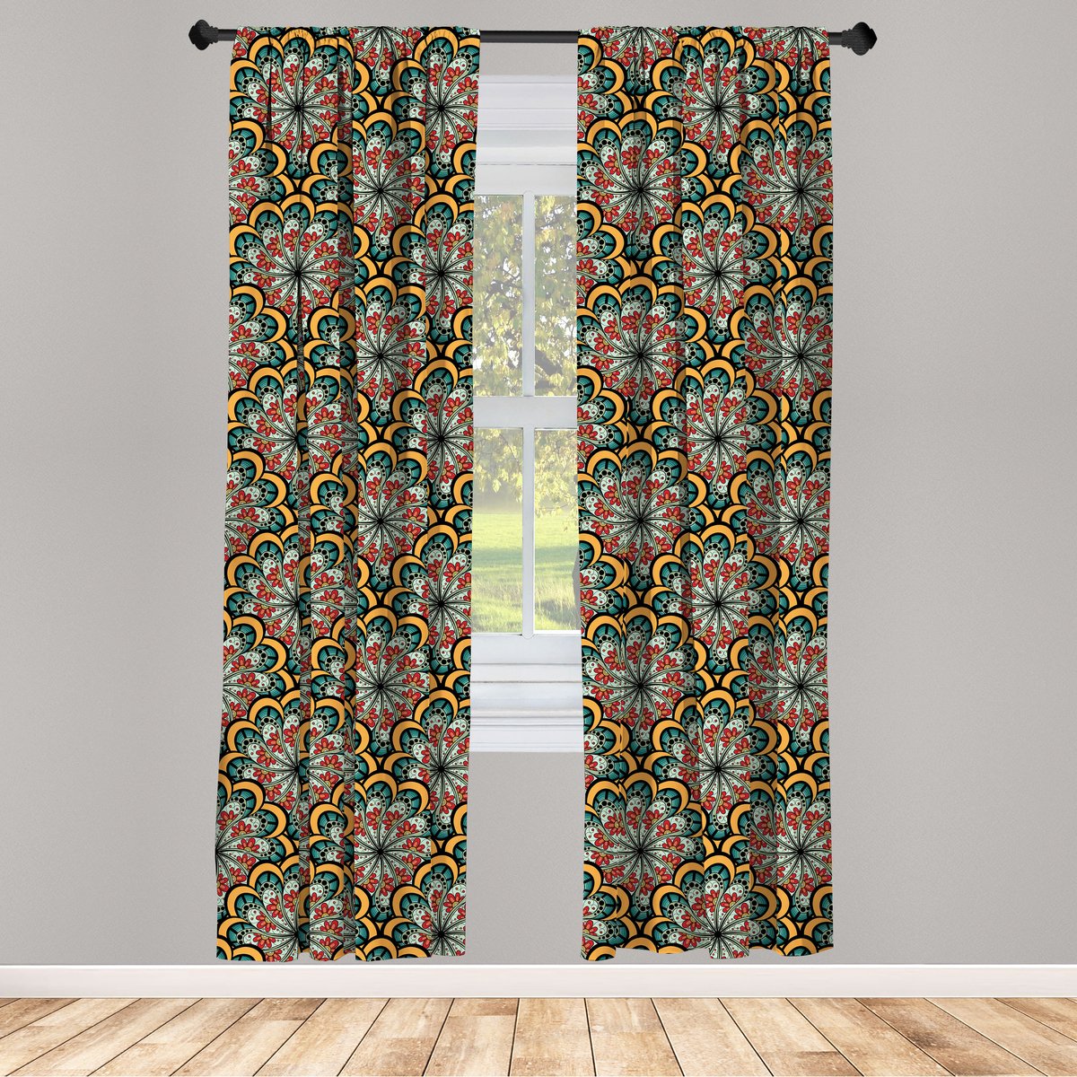ABAKUHAUS Paisley Gordijnen – 2-delige paneelset 75x245 cm – microvezel