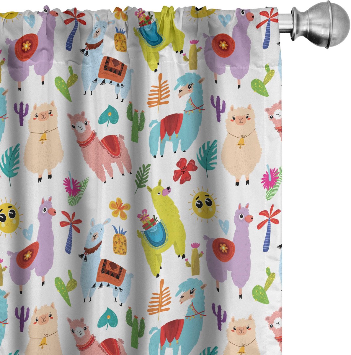 ABAKUHAUS Diergordijnen – Lama-bladeren – 2x75x245 cm – Microvezel Mehrfarbig