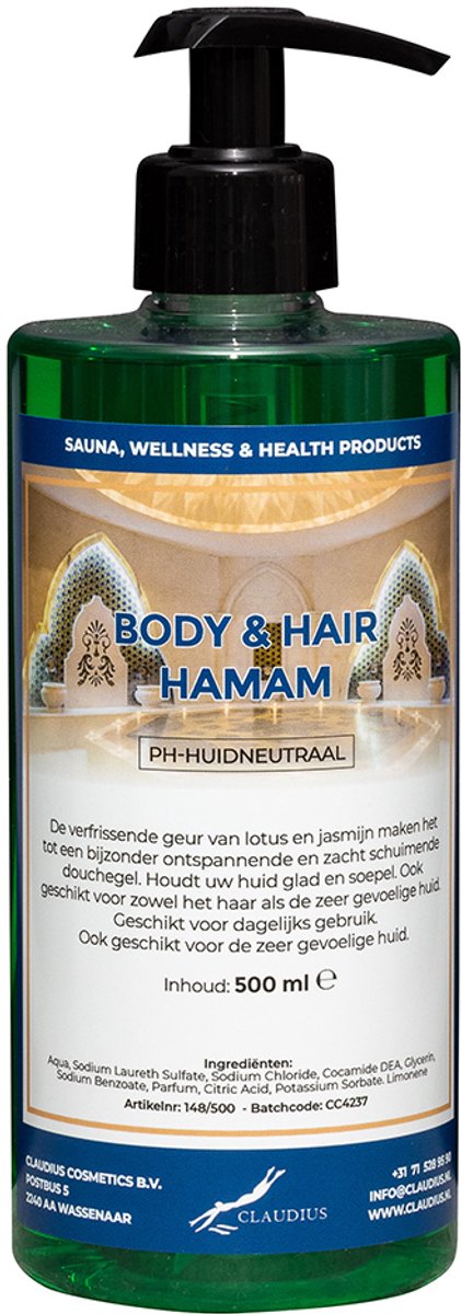 Body & Hair Hamam 500 ml met zwarte pomp - 2 in 1 voor lichaam en haar