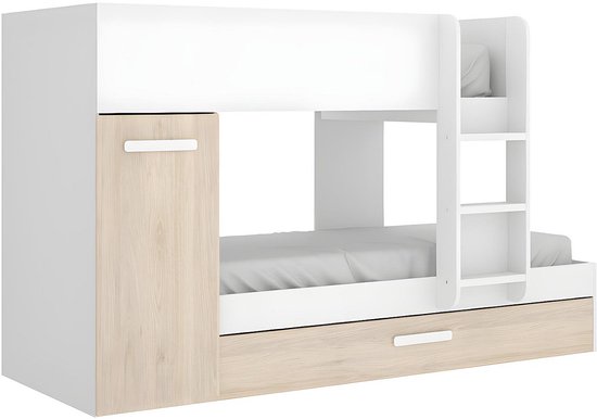 Vente-unique Stapelbed hout natuurlijk licht 90 x 190 cm