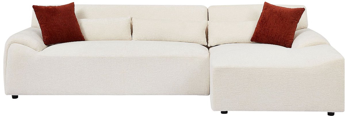 Vente-unique Rechterhoekbank in beige chenille stof - OVILIO