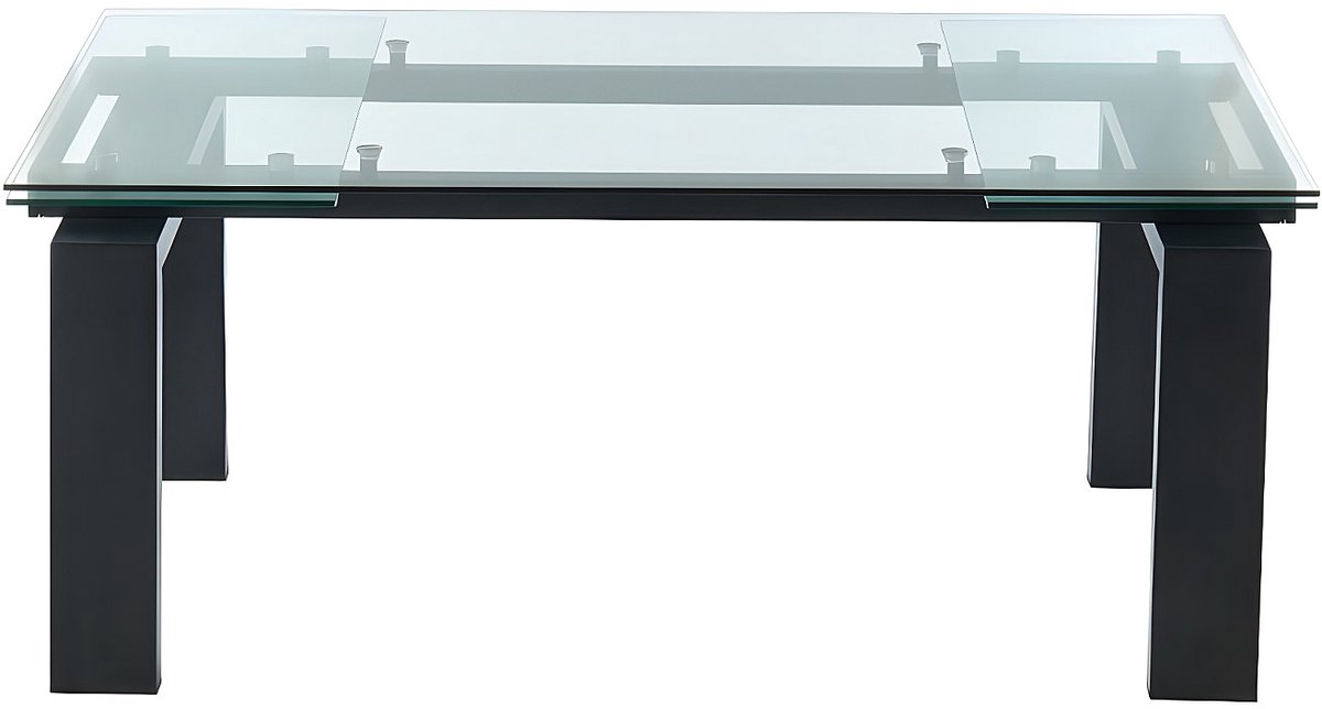 Vente-unique Uitschuifbare eettafel LUBANA - Gehard glas en metaal - Zwart - 8 tot 10 personen Transparant