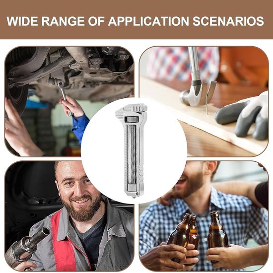 Mini Multitool Wrench - Compact Titanium Multitool - Multifunctionele Flesopener - voor Dagelijks Prep - Backpacking - Camping - zilver - 6×2×1cm — afbeelding 4