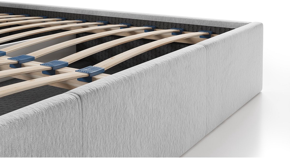 Vente-unique Bed met opbergruimte stof grijs 200 x 200 cm